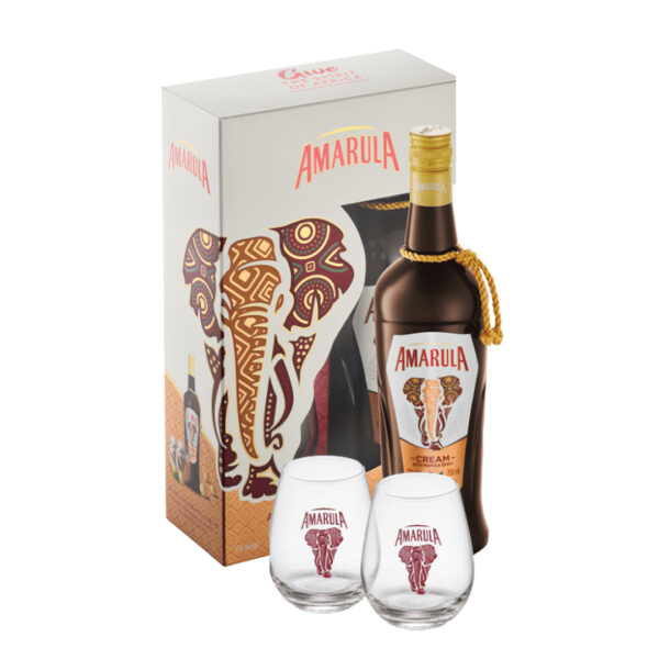 amaruwgls AMARULA CREAM | 750 ML + 2 GLASSES